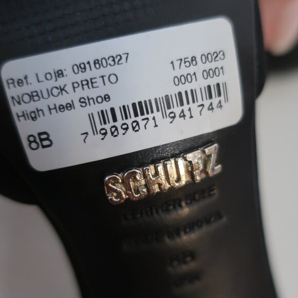 Womens Schutz Irma Black Suede Pointy Ankle Strap Stiletto Heel Pumps 8 - Picture 13 of 16